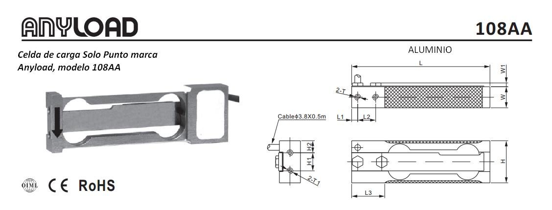 Celda de carga de Solo Punto- Marca Anyload, modelo 108AA