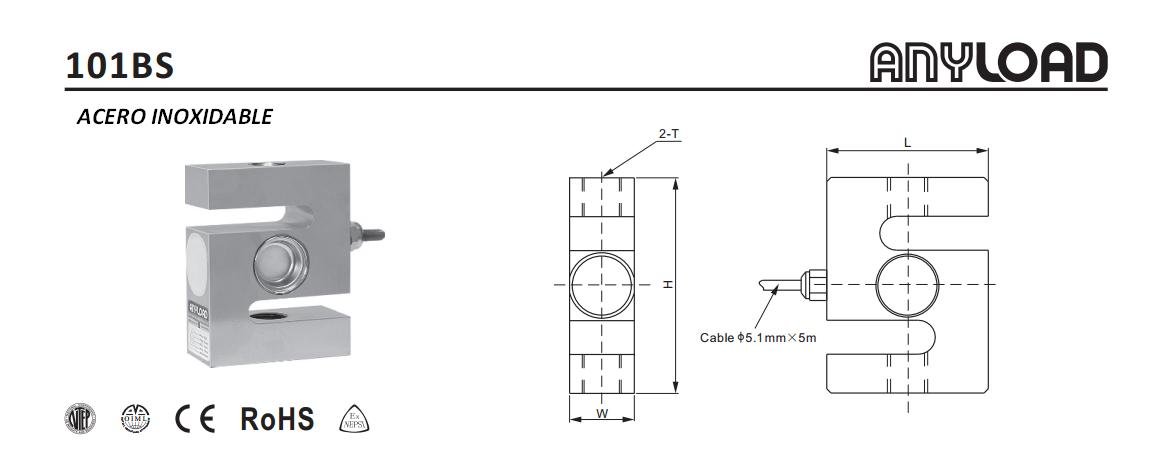 Celda de carga tipo Z Anyload 101BS de Acero Inoxidable.-