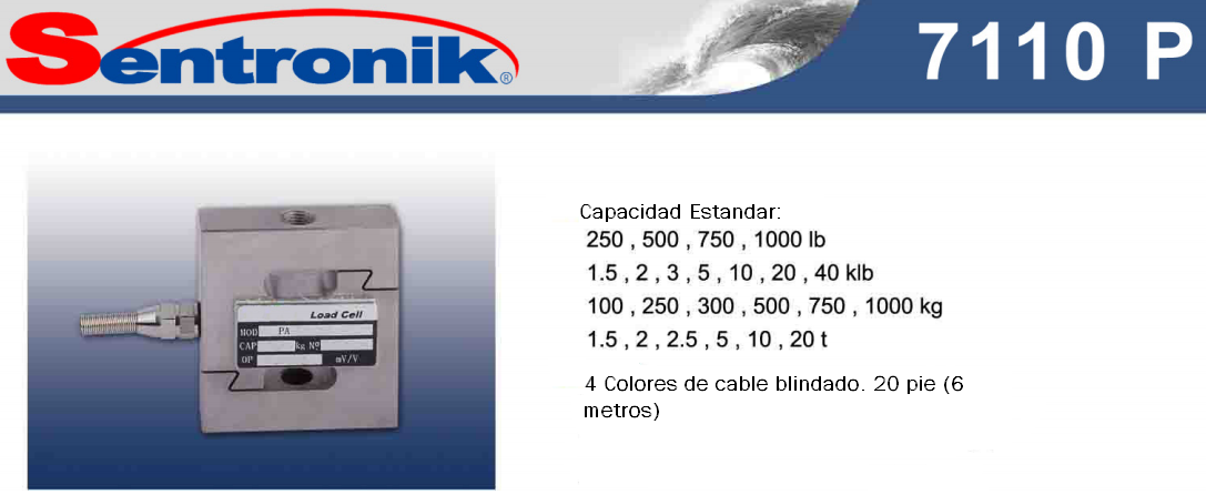 Capacidades estandar de la Celda de carga tipo S Sentronik 7110p