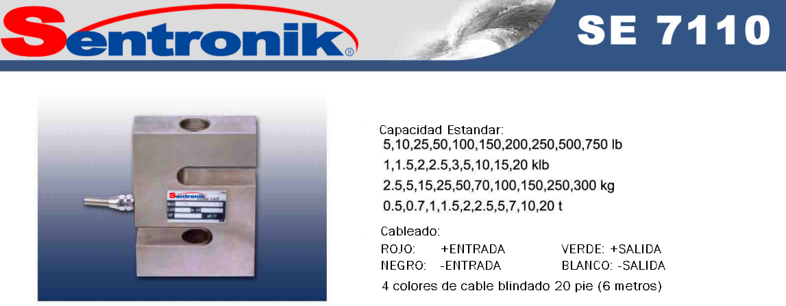 Capacidades Estandar de la Celda de carga tipo S Sentronik 7110