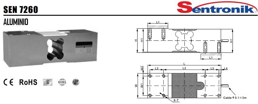 Diagrama de la Celda de carga solo punto Sentronik 7260